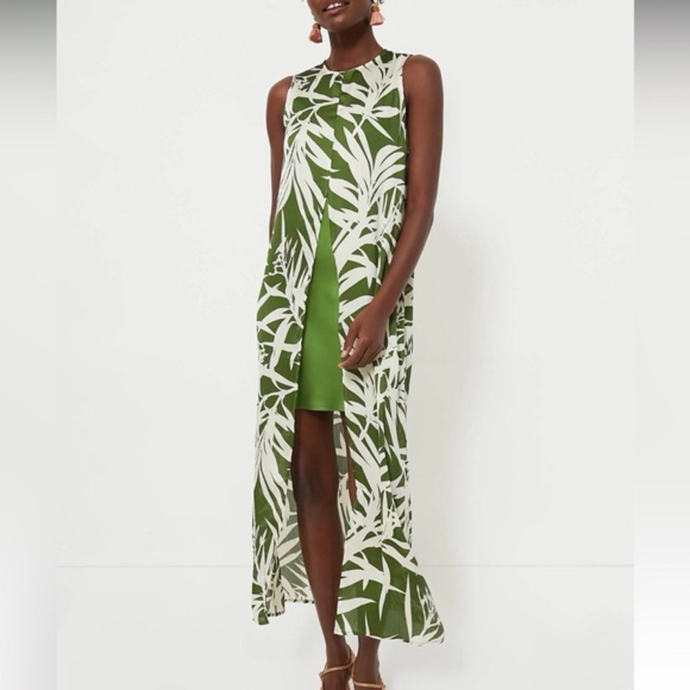 Green and White High Low Dress
